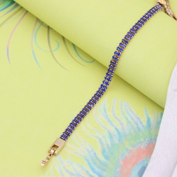 Rose Gold Bracelet with Blue Stones, XPBL0684 - Picture 4 of 12